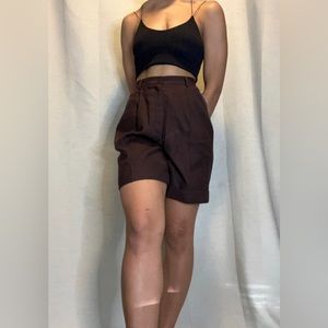 Brown pure wool high waisted shorts size 4p